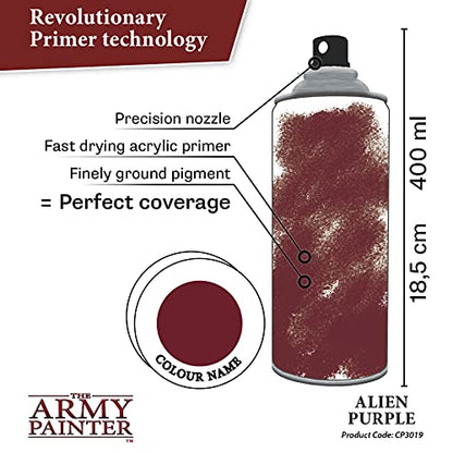 The Army Painter, Colour Primer Alien Purple, 400 ml spray acrilico | Primer viola alieno per dipingere miniature Warhammer e Dungeons and Dragons - color: Alien Purple