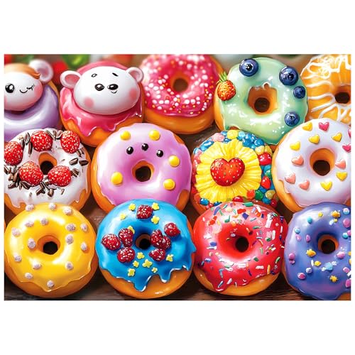 Jeaiciro 100 Piece Puzzles for Kids Ages 4-6 6-8 8-10, Colorful Donuts Jigsaw Puzzle Educational Toy for Kids Ages 5-8 Large Piece Puzzles for Seniors & Adults Fun Family Activity Gift for Child - size: Donuts Puzzles