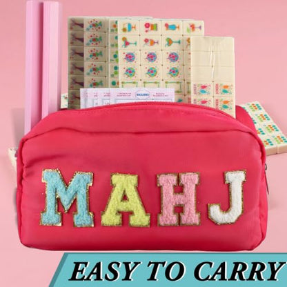 Soulchen Mini American Mahjong Tile Set Include 160 0.8 Inch Mahjong Tiles 2 Dice 4 Wooden Rulers 1 Accessory Bag 4 Beginner Rule Cards(Cocktail) - style: Cocktail