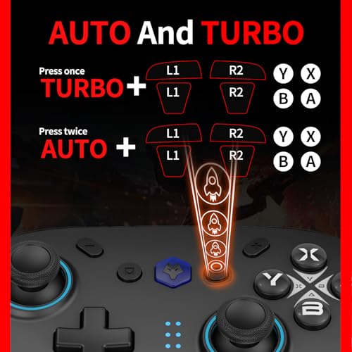 NBCP X6 Wireless Bluetooth Pro Controller Compatible with Nintendo Switch/Switch OLED/Switch Lite/Switch 2, PC, Android, iOS - 6-Axis Gyro, Dual 4-Level Vibration, Anti-Drift Joysticks, Turbo,2 Programmable Buttons,Wake-Up,Screenshot - color: Black-1 pack