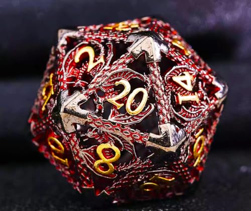 Metal DND Dice Set Dungeons and Dragon Dice Set Hollow Dragon Polyhedral Magic 7 PCS Dice Set with Gift Metal Box for Dungeons and Dragons Table Games Play Cards MTG(Dragon_Black Red Plus Gold) - color: Dragon_black Red Plus Gold