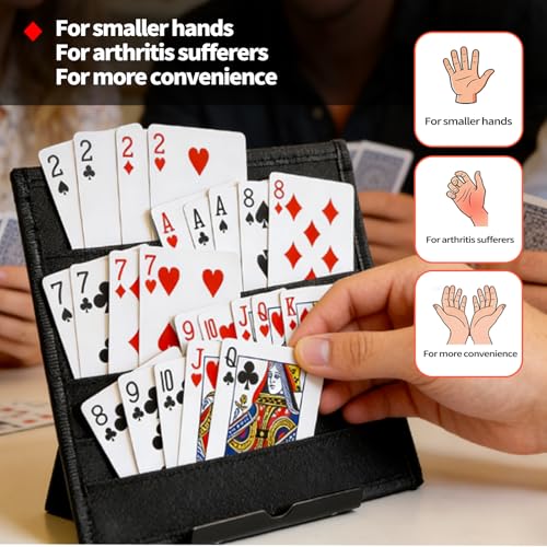 2 Pack Playing Cards Holders with Stable Tabletop Stand,5-Layer Hands Free | Handheld/Tabletop Use, Adjustable Stand Angle for Better Card Viewing, Stable, Not Tip Over, Card Holders for Playing Cards