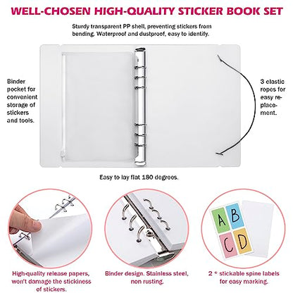 SUNEZLGO Reusable Sticker Album with 100 Sheets, Collecting Book with Pockets, A5 - size: A5