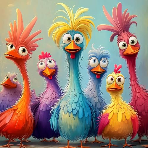 Chicken Puzzles for Adults 500 Pieces - Colorful Funny Chicken Jigsaw Puzzle, Cute Turkey Art Puzzle for Home Decor, Stress Relief Family Entertainment Game - color: Chicken