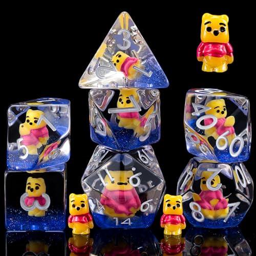D&D Resin Dice Set, Bear Polyhedral DND D and D Dice Inclusion Dice for Dungeons and Dragons MTG RPG for Ages 15 and Up - color: Bear3