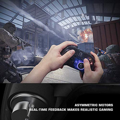 GameSir T4 pro Wireless Bluetooth Game Controller for Windows 7 8 10 PC/iOS/Android/Switch, Dual Shock USB Mobile Phone Gamepad Joystick for Apple Arcade MFi Games, Semi-Transparent (Renewed)
