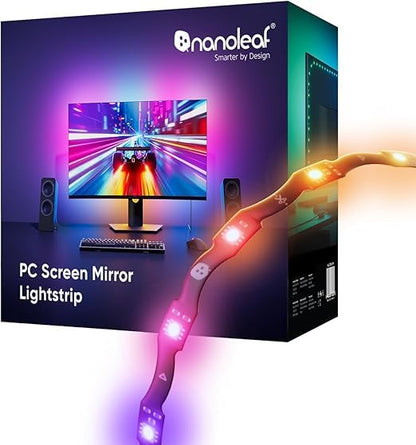 Nanoleaf PC Screen Mirror Lightstrip, 2.5M RGB IC Zigzag Backlights for 27-32 inch Monitor with Music Sync, Smart USB-C Trimmable Strip, 75 LEDs, Desktop App Control
