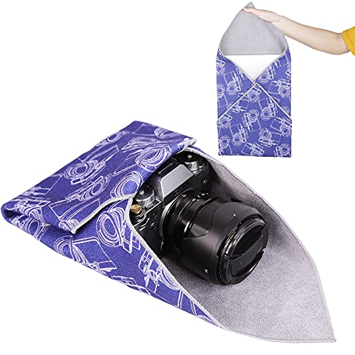 Foto&Tech Flexible Magic Cloth Wrapper, Anti-Scratch Camera Lens Book Wrap Travel Case, Compatible with DSLR Camera Lens Laptop Smartphone Tablet Gaming Consoles - color: Navy Blue Camo, size: 20.50 x 20.50 Inch