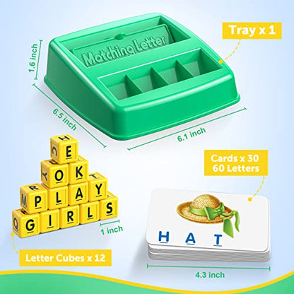 Toys for 3-8 Year Olds Boys Girls, Matching Letter Game Educational Games for Kids Ages 3-8 Easter Birthday Gifts for 3-8 Year Olds Boys Girls Preschool Kindergarten Educational Spelling Toys Green - color: Green