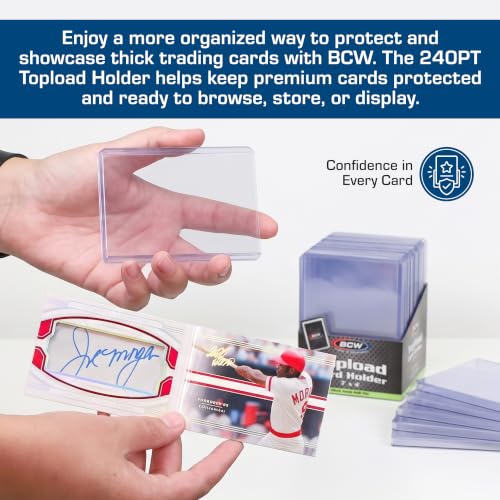 BCW Thick Card Topload Holder | Holds Relic, Patch, and Jersey Cards | Protective Card Sleeves for Collectibles and Trading Cards | Protective Rigid Plastic Display Card Holder (240 pt. / 7 MM) - color: 240 Pt. / 7 Mm