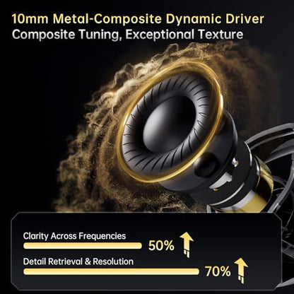 CCA Xyrra Dual Driver in-Ear Monitor Headphones,1DD+1BD HiFi IEM Earphones,Wired Gaming Earbuds for Gamers Musicians - color: Black, style: With Mic,3.5mm