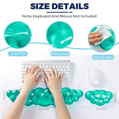 Gel Cloud Keyboard & Mouse Wrist Rest Set - Cloud Keyboard Wrist Rest Pad & Mouse Support for Office Gaming Pad Computer Laptop Ergonomic Comfortable Pain Relief- Cloud Pad Set - color: Pad Set - Green