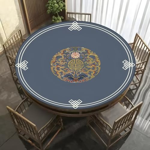 Round Mahjong Mat Thickened and Non-Slip Mahjong Tablecloth with Carrying Bag, Home Play Mat for Mahjong, Poker, Card, Board, Tile Games(Dark Blue,70cm/27.55in) - color: Dark Blue, size: 70cm/27.55in