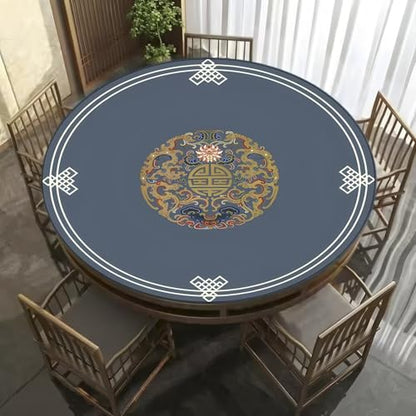 Round Mahjong Mat Thickened and Non-Slip Mahjong Tablecloth with Carrying Bag, Home Play Mat for Mahjong, Poker, Card, Board, Tile Games(Dark Blue,70cm/27.55in) - color: Dark Blue, size: 70cm/27.55in
