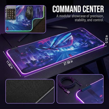 Luminous RGB Gaming Desk Mat, Large Mouse Pad, Wear-Resistant Non-Slip Pad, PC Accessory, 11.82"x27.58"(Big)