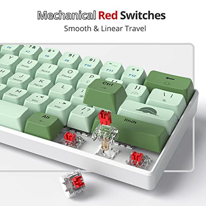 Fogruaden 60 Percent Mechanical Matcha Gaming Keyboard - 60% Red Switch, RGB Backlit, Wired with MDA PBT Keycaps for Win/Mac PC Laptop - color: 61 Matcha/ Red Switch