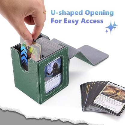 Dragon Themed MTG Deck Box with Commander Display (Black and Red) | Holds 120 Single/100 Double-Sleeved Cards, Fit MTG/PTCG/OPTCG Cards, Strong Magnet, PU Leather, With 2 Dividers & 1 Toploader - color: Dragon
