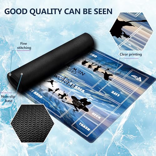2-Player TCG Playmat with Zones Compatible with One Piece Card Game, Bonus Power Counter Dice & Storage Bag Included 24x24 Inches, Non-Slip Rubber Trading Card Game Mat (Ocean Horizon) - color: Ocean Horizon
