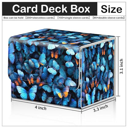 Card Deck Box for MTG Trading Cards with Magnetic Closure,Premium Card Storage Box Case Cover for TCG CCG Magic Cards,Blue Butterfly - color: Blue Butterfly