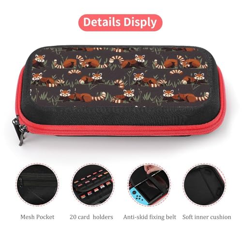 AoHanan Switch Carrying Case - Cute Red Panda Animal Cartoon Switch Game Case with 20 Games Cartridges Hard Shell Travel Protection Storage for Console & Accessories - color: Cute Red Panda Animal