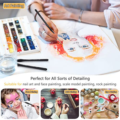 PANDAFLY Miniature Paint Brushes Drybrush Set, 12 Sizes | Micro Detail Paint Brush Set, Small Fine Detail Brushes for Acrylic, Watercolors & Paint by Number, Figurine - size: 12 Size