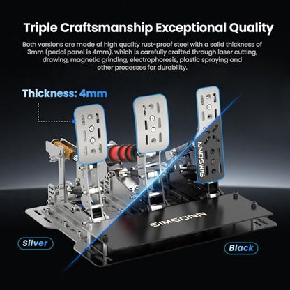 SIMSONN Plus X Racing Simulator Hydraulic Pedals Sim Racing Pedals (Plus X Black P2-H2) - color: Plus X Black P2-H2