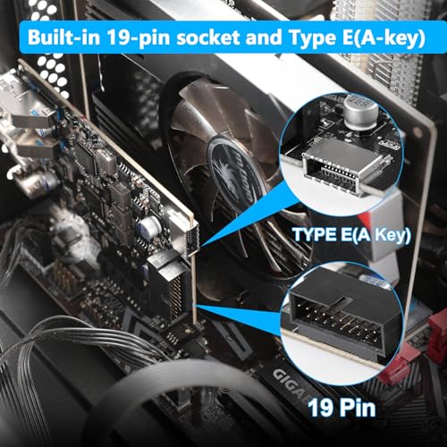 USB PCIe Card PCI Express to 6 Ports USB Expansion Card (2X Type A - 2X USB C) with External 20pin Type-E Header (to Type-c Front Panel)/ 19pin Adapter Low Profile Bracket with Windows and Linux