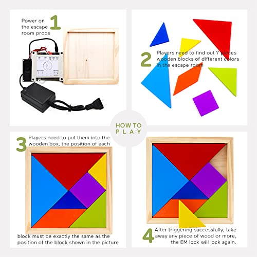 Escape Room Prop Tangram Props to Control 12V Magnetic Lock Escape Room Game Puzzle