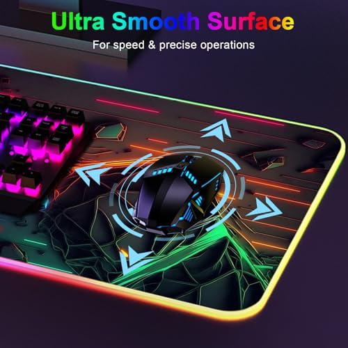 RGB Mouse Pad, Gaming Mousepad with 13 LED Light Modes | 31.5X11.8inch Large Mouse Mat, Gaming Mats for Desk with Non-Slip Rubber Base, Model-B - color: Black-d