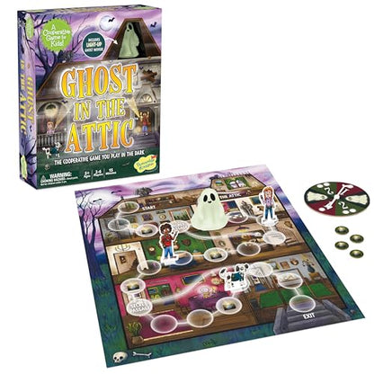 Peaceable Kingdom Ghost in the Attic - Cooperative Board Game for Family Game Night – Unique Glow-in-the-Dark Board Game - Great for Kids Ages 5 & Up