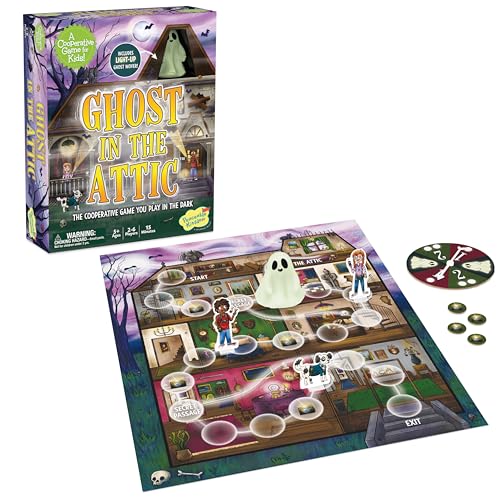 Peaceable Kingdom Ghost in the Attic - Cooperative Board Game for Family Game Night – Unique Glow-in-the-Dark Board Game - Great for Kids Ages 5 & Up