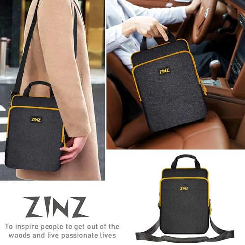 ZINZ Laptop Shoulder Bag 12.3-13 inch Case Sleeve, Expandable Handbag with Valuables Compartment Compatible with MacBook Air/Pro/Neo 13", iPad 12.9"/13"/11", Shockproof,Black-Yellow edge - color: Black-yellow Edge