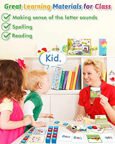 Wooden CVC Word Spelling Games, Montessori Educational Learning Toys Gifts | Learn to Read, Sight Words Flash Cards Kindergarten, Reading Workbooks, Learning Activities, Wooden Letters, Kids Gifts