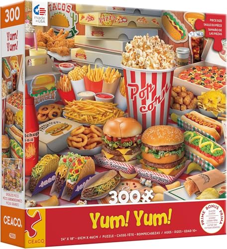 Ceaco - Yum Yum - 300 Large Piece Jigsaw Puzzle for Adults | Art by Eduard, Made in USA, Includes Poster, Giftable, Frameable