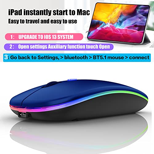 PEIBO Bluetooth Wireless Mouse for Laptop mac MacBook ipad MacBook air MacBook pro pc Desktop Computer Windows Chromebook Notebook (Blue Black) - color: blue black