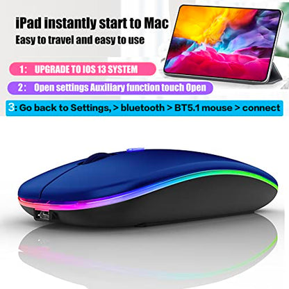 PEIBO Bluetooth Wireless Mouse for Laptop mac MacBook ipad MacBook air MacBook pro pc Desktop Computer Windows Chromebook Notebook (Blue Black) - color: blue black