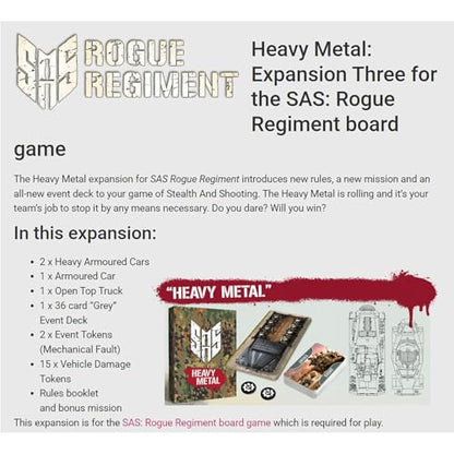 Word Forge Games: SAS Rogue Regiment - Heavy Metal Expansion - Strategy Board Game, WWII Stealth Action, Military Theme, Ages 14+, 1-4 Players, 60 Min - style: Heavy Metal
