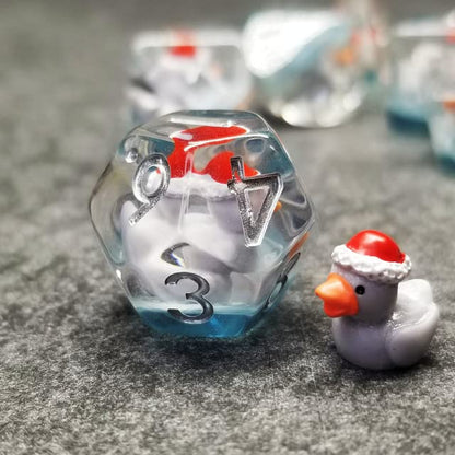 Sage's Portal Animal Familiars Resin DND Dice Set Polyhedral Dice Set for Dungeons and Dragons RPG Pathfinder Tabletop TTRPG (Festivus Duck) - color: Festivus Duck, style: Dice Set Only
