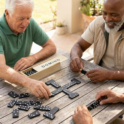 Mini Wooden Dominoes Set for Adults, 1 Pack - Classic Double Six Domino Game in a Wooden Case - Educational Board Games & Activity for Elderly People, Adults - style: 1 Pack