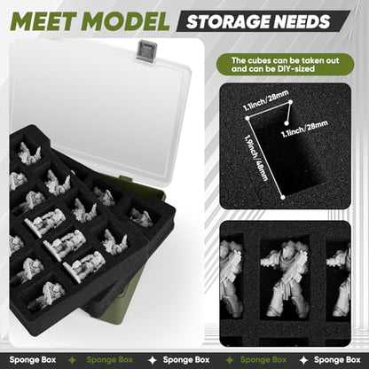 Madcat Miniature Storage Carrying Figure Case - 32 Slot Figurine Minature Carrying Case with 2 Foam Layer for Miniatures Compatible with 40k, DND & More (green1) - color: green1