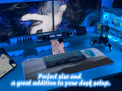 JMIYAV White RGB Gaming Mouse Pad 31.5x12 Inch PC XL Large Extended Glowing Led Light Up Desk Pad Non-Slip Rubber Base Computer Cute Mousepad Mat Desk Accessories Gaming Setup 89-2 - color: Grayline Ridges