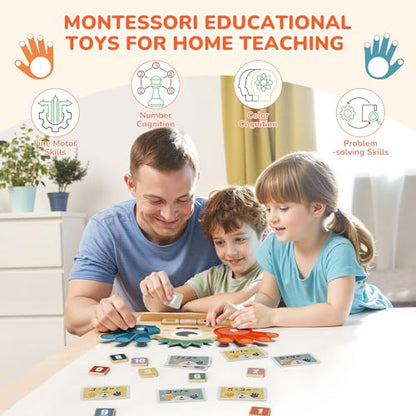 Finger Counting Math Toy for Kids 3-5, Montessori Monster Math Toy with Number Blocks, Hands-On Addition & Subtraction Learning Toy, Educational Birthday Gift for Toddlers - size: SIZE A
