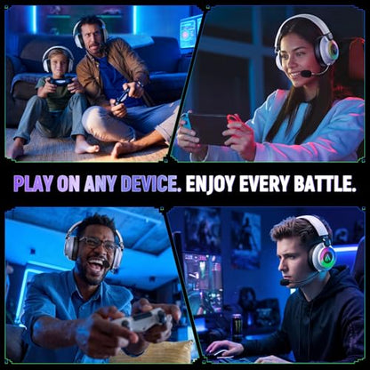 Wireless Gaming Headset for PS4, Ultra-Light, Compact, Wired for Xbox Only | 226.8g(8온스) 제로 피로, 360° ENC 마이크, 2.4G/BT/USB-C/유선, 7.1 오디오, 40H 배터리, PS5/PS4/PC/모바일에 적합, Xbox용 무선 없음