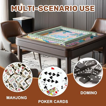 Mahjong Mat 31.5" x 31.5" Vibrant Tropical Beach Palm Trees Fruit Summer Elements Non-Slip Noise Reduction Mahjong Tiles Table Cover for Dominoes Poker Card Board and Tile Games Gift - color: Color8
