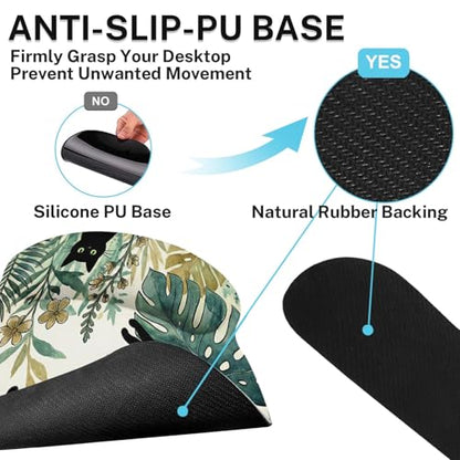 Britimes Green Tropical Plants Keyboard Mouse Pad Set Black Cats 4in1 Large Mousepad+Keyboard Wrist Rest+Mouse Wrist Rest+Coaster Ergonomic Design for Home Office Computer 35.4x15.7 inches - color: Tropical Plants and Cat