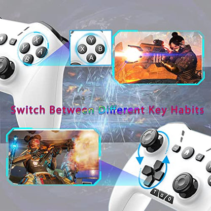 Bluetooth Controller for Switch/Mac/PC/Steam/Mobile Phone/iOS/Android//TV/iPad/Table/Apple Arcade MFi Games, switch pro controller wireless with Adjustable Dual Motion,Turbo,Macros,6-Axis,Wake Up for Black Myth: Wukong (Black) (Purple) (White Black with c