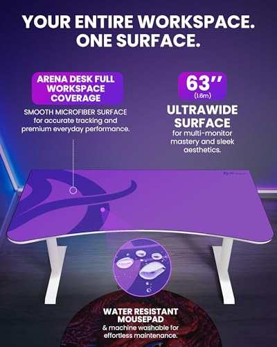 Arozzi Arena Gaming Desk Pad D007 | Full Desk Mouse Pad, Washable Desk Mat, Anti-Slip Rubber Base, Water-Resistant Surface - color: D007