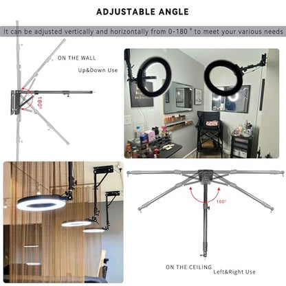 55W 18-inch Folding Ring Light (43.3" Wall Mount for Ring Light) - size: 43.3" Wall Mount for Ring Light