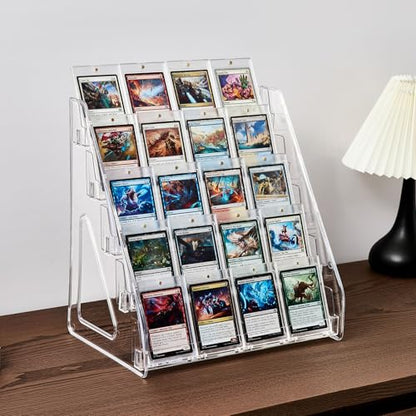DEEIF 5 Tier Acrylic Trading Card Display Stand, 12" Display Shelf for Magnetic Card Holders, Toploaders, PSA Graded Cards, TCG Sports Card Collection (5Tier, 1Pack) - size: 5 Tier, 1 Pack