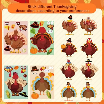 48 Sheets Thanksgiving Stickers for Kids Bulk Cute Holiday Stickers Funny DIY Crafts Activities Party Favors Game Gifts for Boys Girls - style: Thanksgiving